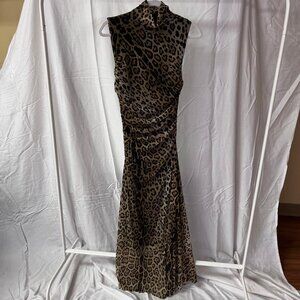 Vintage Fuzzi GAULTIER Leopard Turtleneck Rouched Dress (Size L)